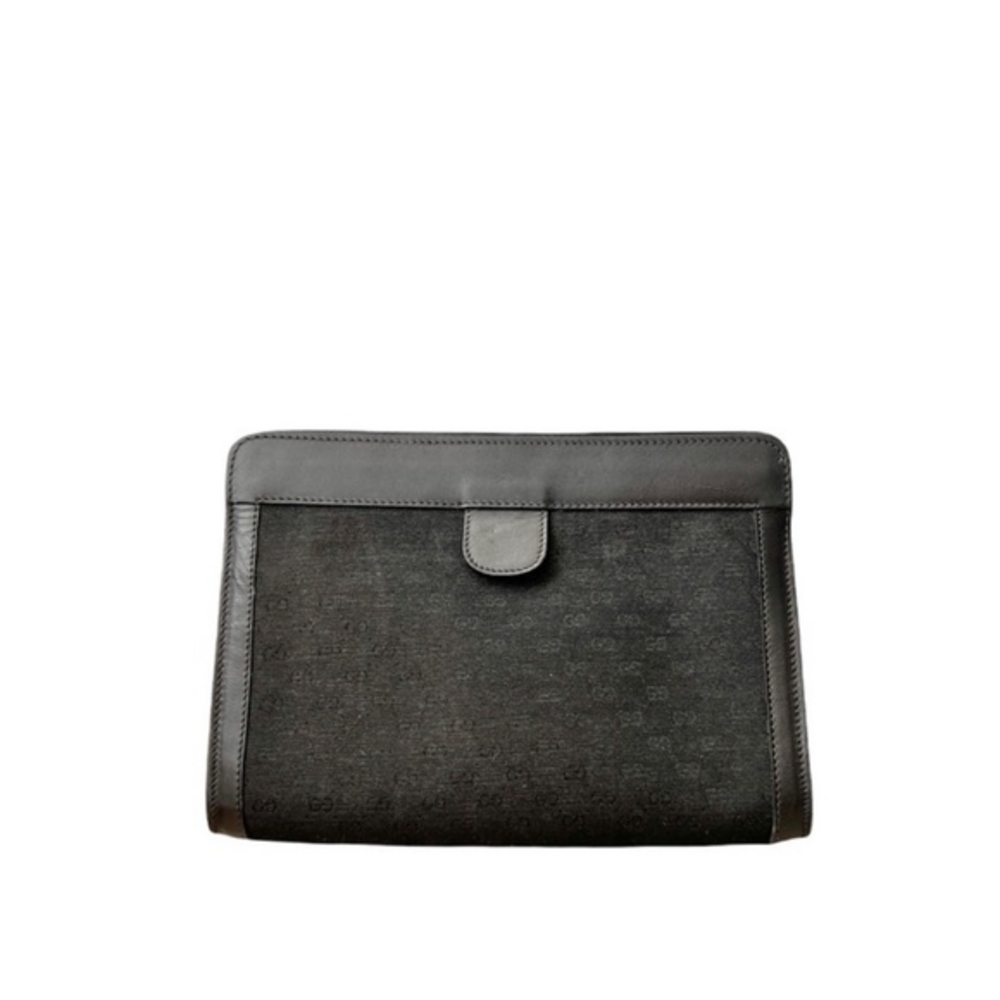 Gucci‎ Vintage Black Micro GG Velcro Cosmetic Makeup Pouch Bag Clutch